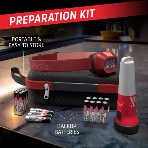 Vista 4 de Energizer WeatheReady - Kit de corte de energía con linterna LED 2 en 1, linterna frontal LED, IPX4 resistente al agua, baterías AA + AAA, estuche