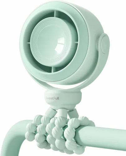 Vista 12 de SWEETFULL Ventilador de cochecito portátil, ventilador de bebé a prueba de Negro