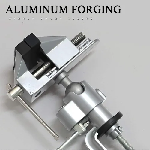 Vista 6 de Tornillo de banco pequeño, tornillo de banco giratorio universal de 360°, tornillo fijo de aleación de aluminio multifuncional ajustable