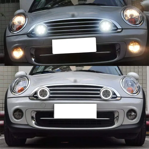 Vista 4 de Mini LED cromado Halo Rally DRL luz diurna para 1 Gen Mini Cooper R50 R52 R53 2001-2006