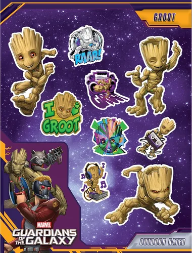 Vista 16 de Marvel Guardianes de la Galaxia Groot Calcomanías – Juego de 3 calcomanías de vinilo para coche, laptop, computadora, monopatín, calcomanías