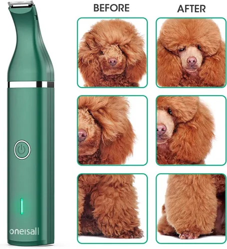Vista 6 de oneisall Cortapelos para perros con doble cuchilla, recortadora inalámbrica de pelo de mascotas pequeñas, bajo ruido para recortar el pelo del perro