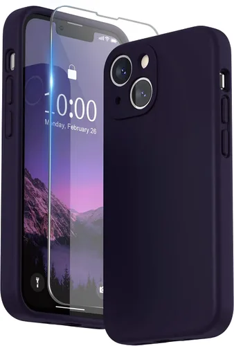 Vista 33 de SURPHY Funda compatible con iPhone 13 Mini con protector de pantalla, (protección de cámara y forro de microfibra suave), funda de silicona líquida