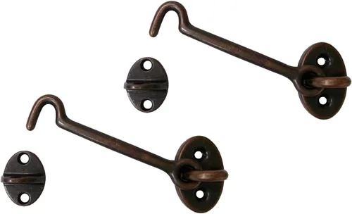 Vista 12 de QCAA Pestillo y ojal de latón resistente para puerta, 4 pulgadas, cobre antiguo, fabricado en Taiwán, 1 paquete