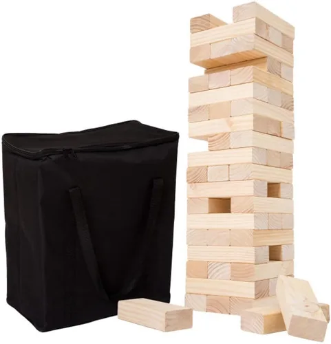 Vista 6 de Hey! Play! Juego de apilamiento de torre de bloques de madera gigante clásico