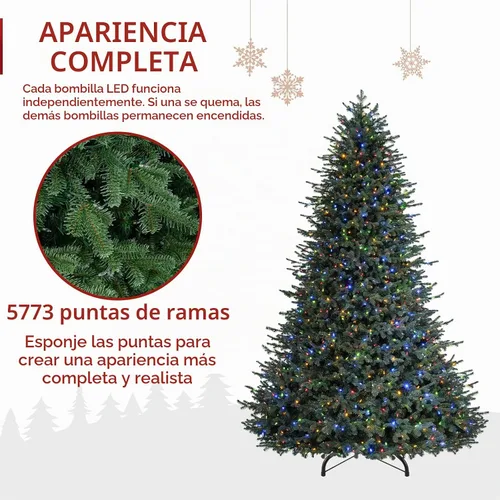 Vista 2 de Hykolity Árbol de Navidad preiluminado prémium de 7.5 pies con 1,050 LED Verde Multicolor