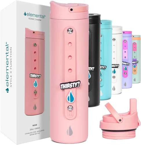 Vista 10 de Elemental Iconic - Botella de agua reutilizable para niños de 20 onzas con Tinte lila