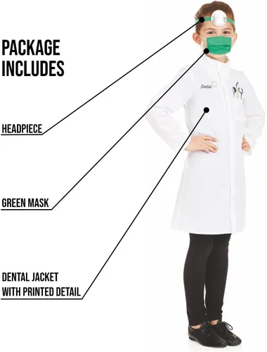 Vista 4 de Kids Dentist Costume Childrens Fun White Tooth Doctor Uniform - Small