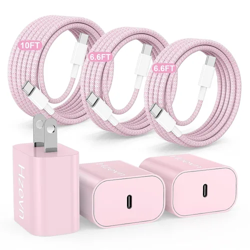 Vista 8 de Hzevn Bloque de cargador de pared rápida USB C de 60 W para teléfonos Galaxy S26 Android, paquete de 3 adaptadores de cargador súper rápido