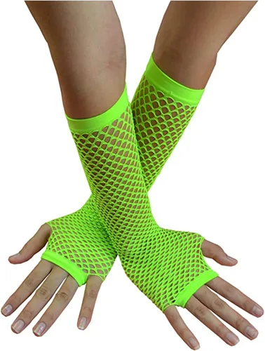 Vista 11 de Guantes de red para mujer, mangas largas de red de pesca para trajes Emo Punk 12 pares de guantes de red largos y cortos