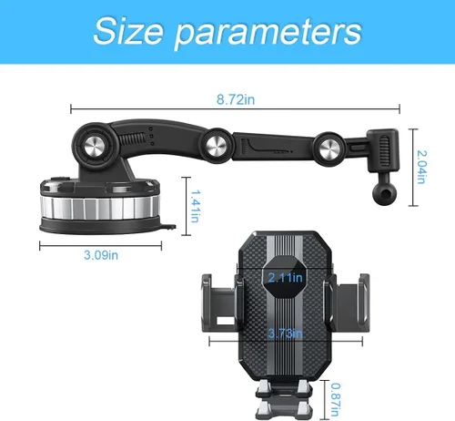 Vista 2 de Soporte de teléfono para automóvil, soporte de teléfono mejorado giratorio de 360° con ventosa para salpicadero, parabrisas, universal para iPhone