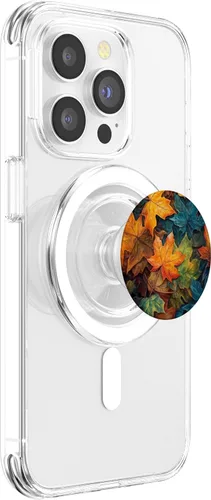 Vista 3 de Orange Autumn Fallen Maple Leaves Halloween PopSockets MagSafe PopGrip de Acción de Gracias para iPhone