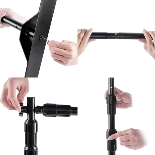 Vista 4 de AkTop Kit de Soporte de Banner Telón de Fondo Resistente de 8x8 pies, Escalón de Fotografía Ajustable y Soporte de Repetición para Fiestas, Fondo