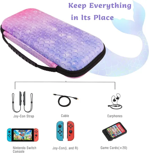 Vista 5 de HOMICOZY Funda rígida de transporte para Nintendo Switch, funda protectora de TPU suave con funda de viaje portátil compatible con Nintendo Switch