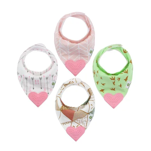 Vista 13 de Pickle & Olive Baberos de dentición bandana para bebé con mordedor de silicona adjunto, juego de 4 - ciervo azul