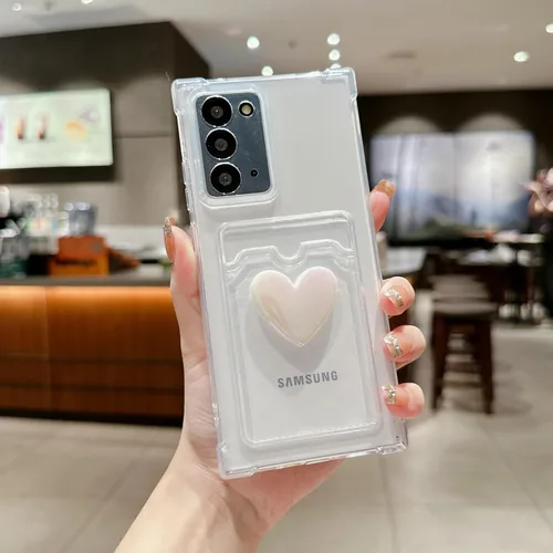 Vista 3 de Tuokiou Funda compatible con Samsung Galaxy Note 20, bonito diseño de corazón 3D, protección suave a prueba de golpes con tarjetero para Samsung