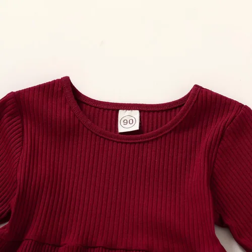 Vista 2 de YOUNGER TREE Ropa de otoño para bebés y niñas pequeñas, falda irregular de algodón sólido, vestido de invierno, falda de manga larga