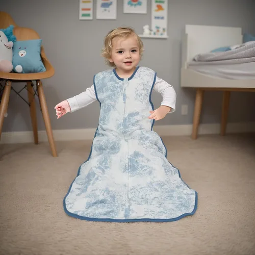 Vista 7 de Saco de dormir para bebé de muselina de algodón ligero para niños pequeños, saco de dormir suave para el verano, 0.5 tog, Blue Woods (0.5-0.7 Tog)