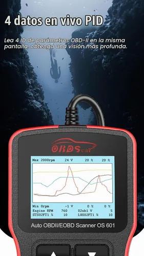 Vista 5 de OS601 Escáner OBD2 Herramienta de Diagnóstico Lector de Códigos Herramienta de Escaneo de Fallas del Motor para Automóviles OBD-II desde 1996