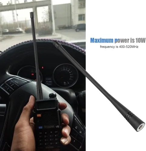 Vista 5 de ASHATA Antena de goma suave UHF masculina de SMA para 2 vías Radio Walkie Talkie frecuencia 400-520MHz, sola banda con información estable