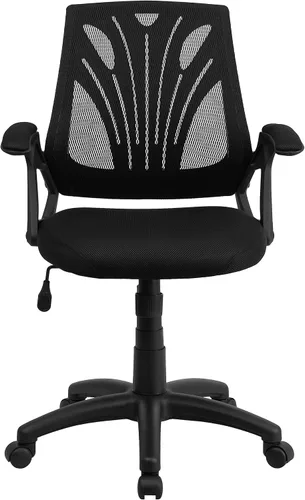 Vista 5 de Flash Furniture Sam Silla de oficina giratoria de malla negra con brazos abiertos