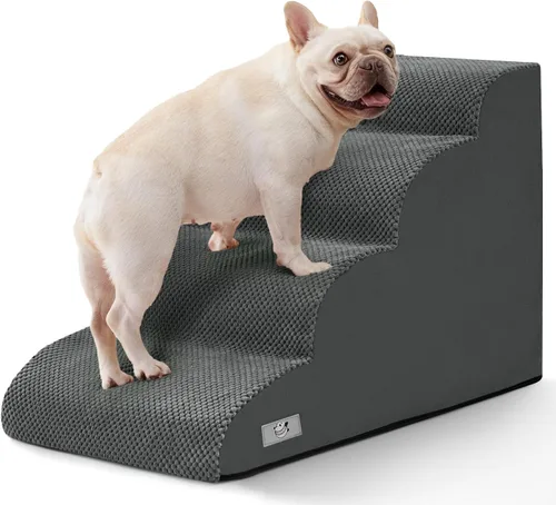 Vista 12 de Dog Steps for Bed and Couch, Pet Stairs for Small Dogs and Cats, Khaki Caqui