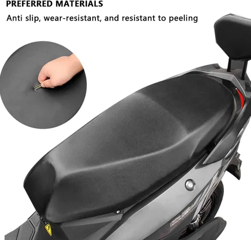 Vista 5 de Funda universal para asiento de motocicleta con elástico, cuero PU transpirable, funda impermeable para asiento para la mayoría de asientos de Negro