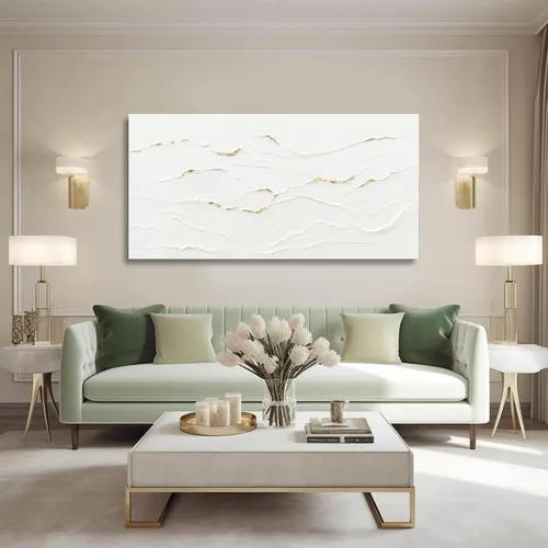 Vista 8 de WINKAILIN Pintura blanca, ilustraciones decorativas simples de 29 x 58 pulgadas, arte abstracto de pared para sala de estar, decoración moderna