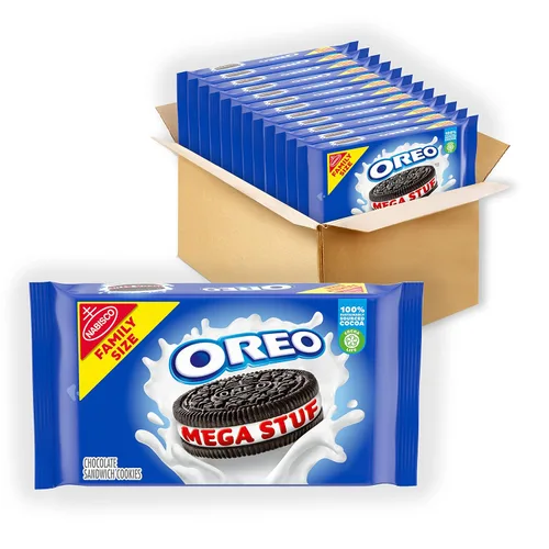 Vista 18 de OREO Galletas de sándwich de chocolate con crema sabor a chips de Java tamaño familiar, 17 onzas