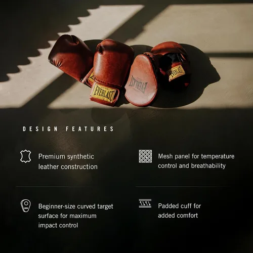 Vista 3 de Everlast 1910 Leather Focus Mitts Vintage Training Punching Guantes de entrenamiento para boxeo y MMA para hombres y mujeres