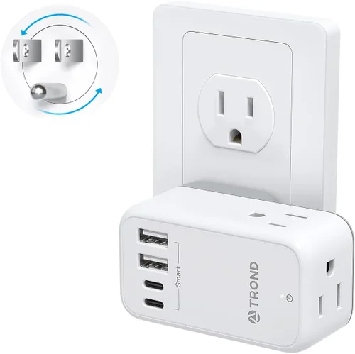 Vista 11 de TROND Extensor de toma de pared de enchufe múltiple con enchufe giratorio Blanco