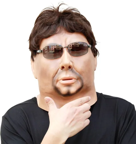 Vista 6 de CreepyParty Máscara de cabeza realista de látex para fiesta de Halloween, hombre fuerte