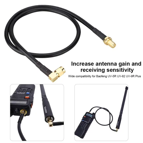 Vista 8 de Cable coaxial SMA hembra a macho de 19.7 in para cables coaxiales UV-5R, UV-82, UV-9R Plus, SMA RF, 1 unidad