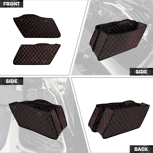 Vista 7 de Forros Elásticos para Alforjas Insertos Compatibles con Harley Extended Bag Touring Electra Street Glide Road King 1993-2013 (Hilo Rojo) Hard