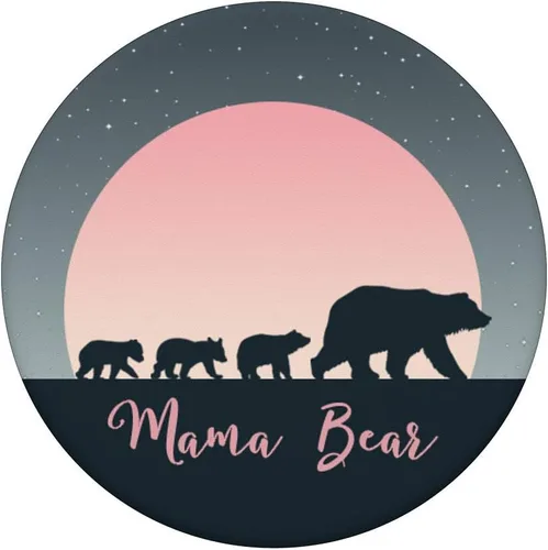 Vista 3 de Mama Bear Pop Socket 3 Cubs Pink Moon Stars Mothers Day - PopSockets Grip and Stand for Phones and Tablets