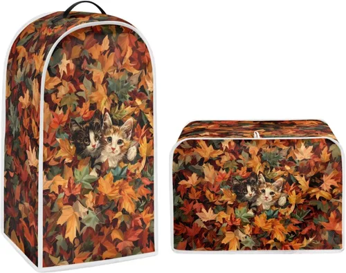 Vista 27 de Juego de fundas para tostadora y licuadora, árbol de gato negro, calabaza, casual, lavable, para cafetera, accesorios de cocina, Halloween, pequeño