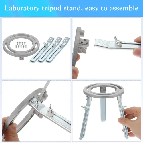 Vista 5 de ULTECHNOVO Soporte de trípode ajustable de aluminio para calefacción Bunsen, trípode de laboratorio de 5.5 pulgadas de altura, soporte de calor