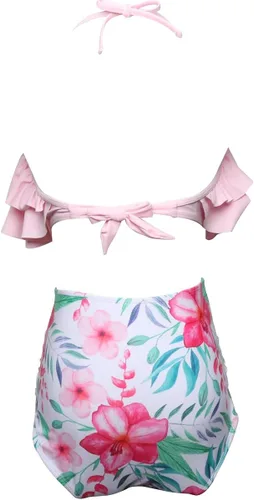 Vista 6 de KABETY Traje de baño de dos piezas para niñas con volantes Falbala