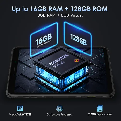 Vista 2 de Ulefone Armor Pad Pro - Tablet resistente de 8 pulgadas (16 GB + 128 GB), cámara trasera de 48 MP + cámara frontal de 32 MP, batería de 7650 mAh