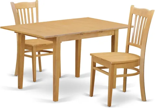 Vista 16 de East West Furniture NOGR3-BLK-W - Juego de mesa de comedor de 3 piezas para espacios pequeños que contiene una mesa de comedor rectangular con hoja