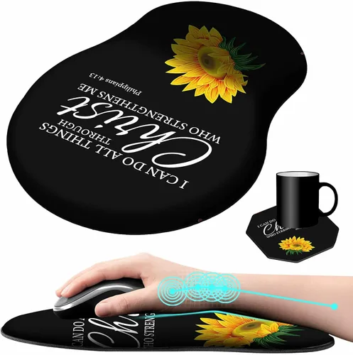 Vista 16 de Alfombrilla de mouse con soporte para muñeca, diseño de mariposa azul, ergonómica, con reposamuñecas para computadora portátil, computadora, hogar