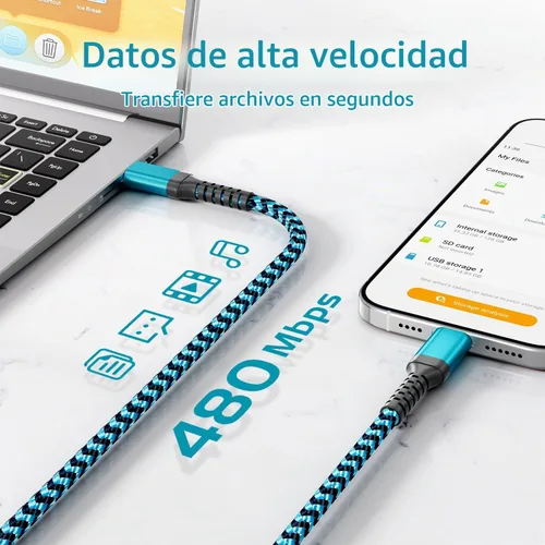 Vista 4 de QQLIKE - Cable USB C a USB C de 60 W, paquete de 3 [3/6/10 pies] C a C cable de carga rápida 60W PD Nylon Braided Cable Fast Charging for Phones