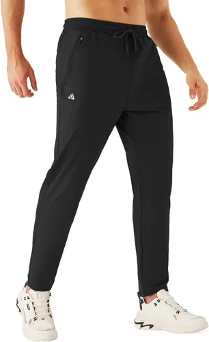 Vista 2 de URBEST Pantalones de golf elásticos para hombre con bolsillos con cremallera, pantalones deportivos ajustados para hombre, entrenamiento, viajes