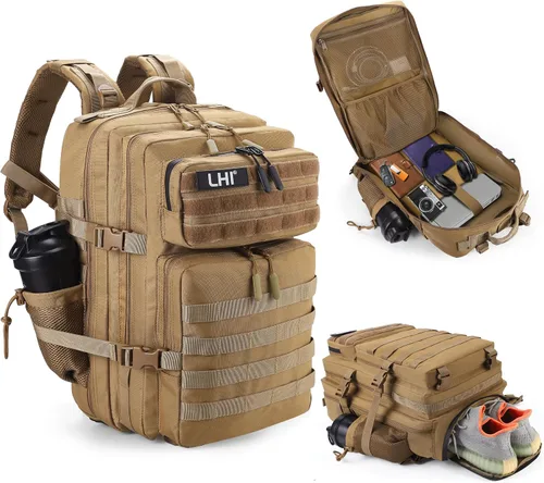 Vista 26 de LHI Mochila Táctica Militar para Hombres y Mujeres 45L Ejército 3 Días Mochila de Asalto Bolsa Mochila Grande con Sistema Molle