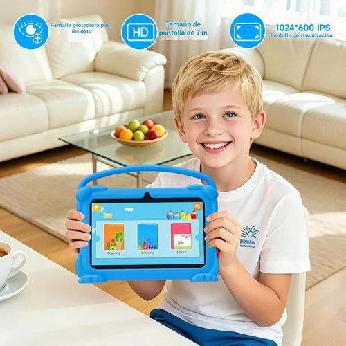 Vista 7 de YQSAVIOR Tabletas para niños, Tablet Android 12 para niños, 4 GB RAM 32 GB ROM, Tablet para niños pequeños de 7 pulgadas con pantalla IPS, control