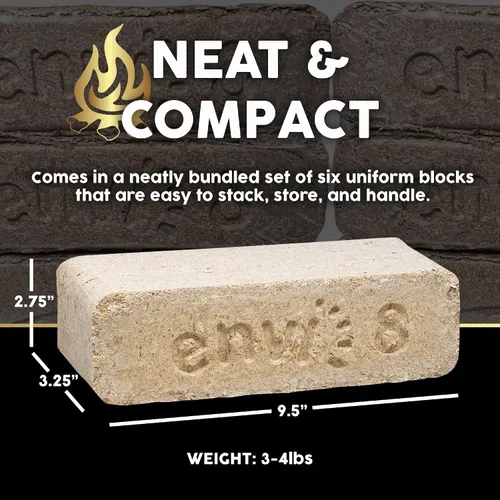 Vista 6 de Firewood Central Envi 8 bloques de combustible de madera dura (paquete de 6) – Aserrín comprimido 100% natural, combustión prolongada y alto calor