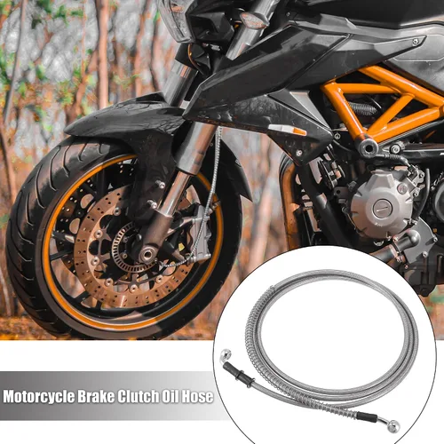 Vista 2 de Motoforti Universal 94.5 in 94.49 "motocicleta freno embrague aceite manguera tubo hidráulico reforzado acero inoxidable trenzado tono plata