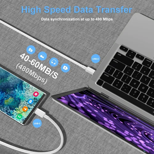 Vista 3 de Paquete de 2 cables de carga USB C a USB C de 3 pies y 60 W, cable de carga rápida tipo C a tipo C, para iPhone 16 E/17/Air/15/Pro/Plus/Pro Max