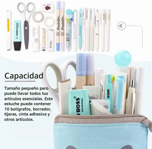 Vista 3 de EASTHILL Estuche para lápices de gran capacidad, bolsa organizadora con gran almacenamiento para Bullet Journal Azul