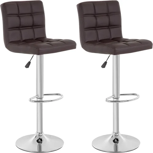 Vista 10 de BestOffice Taburete de bar moderno, juego de 2 taburetes de bar de altura ajustable de altura de mostrador, taburete giratorio de cuero PU, sillas